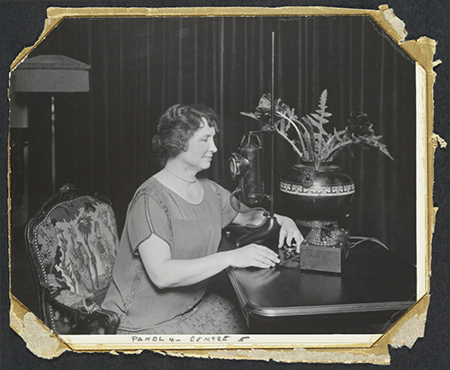 Helen Keller with early communications device