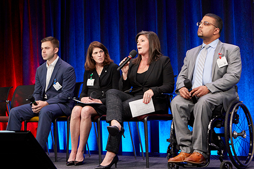 Four members of a panel discussion at the AFB Employment Summit in New York.