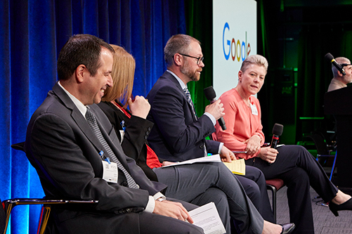 Four members of a panel discussion at the AFB Employment Summit in New York.