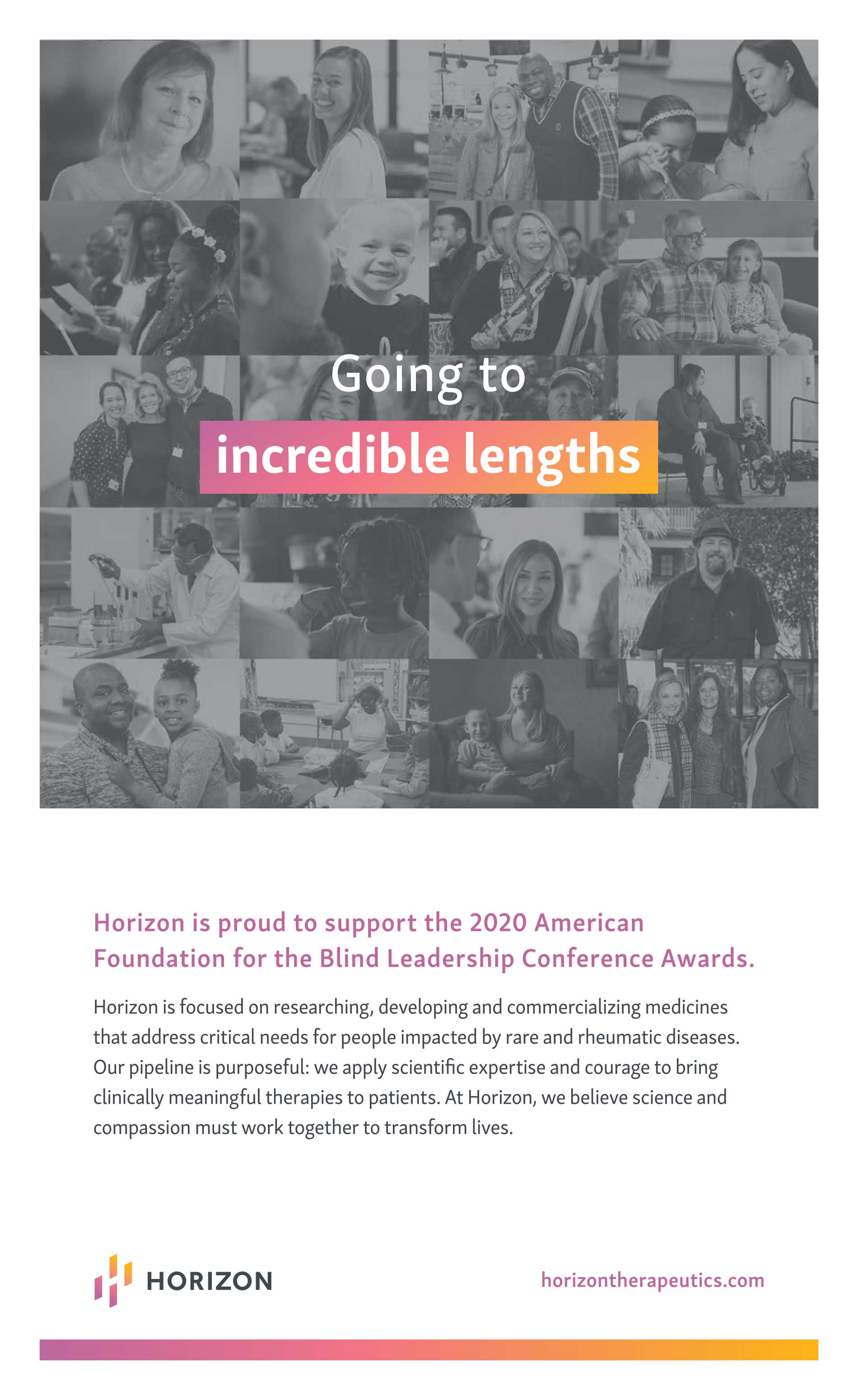 Image: The tagline floats over a background made of a collage of black-and-white photographs of many people of diverse races and ages, performing a variety of activities such as learning in a classroom and performing science in a lab.