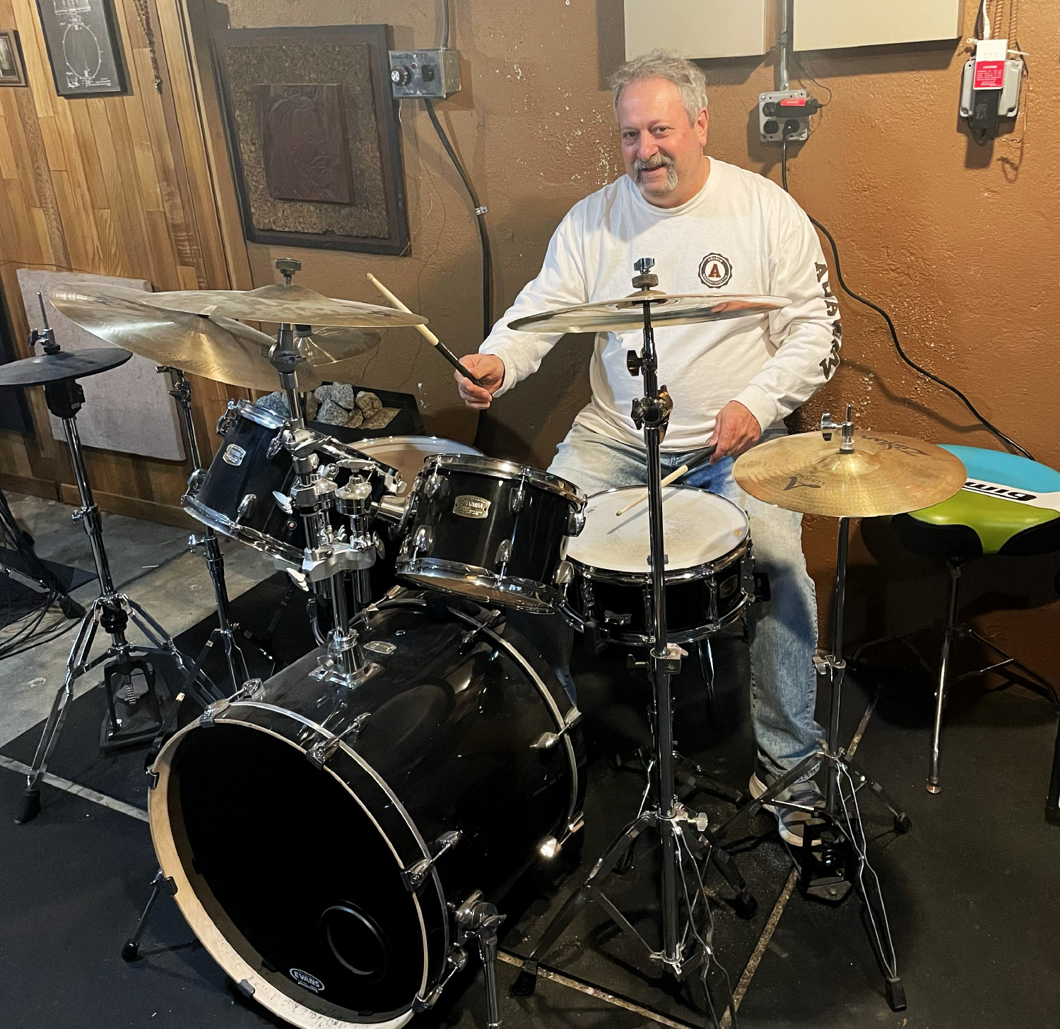 Guy Pepe on the drums