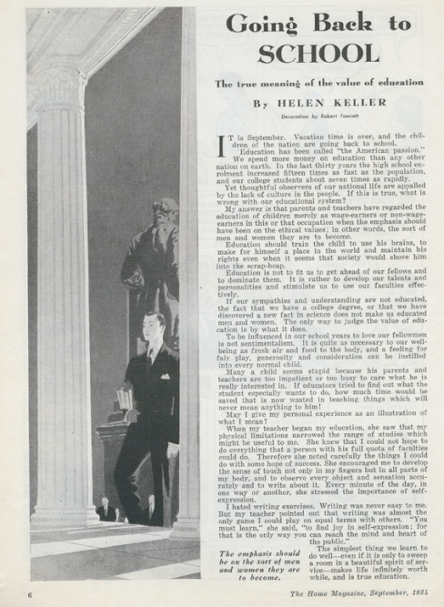 Going back to school by Helen Keller 1934