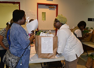 senior with grocery bag delivery