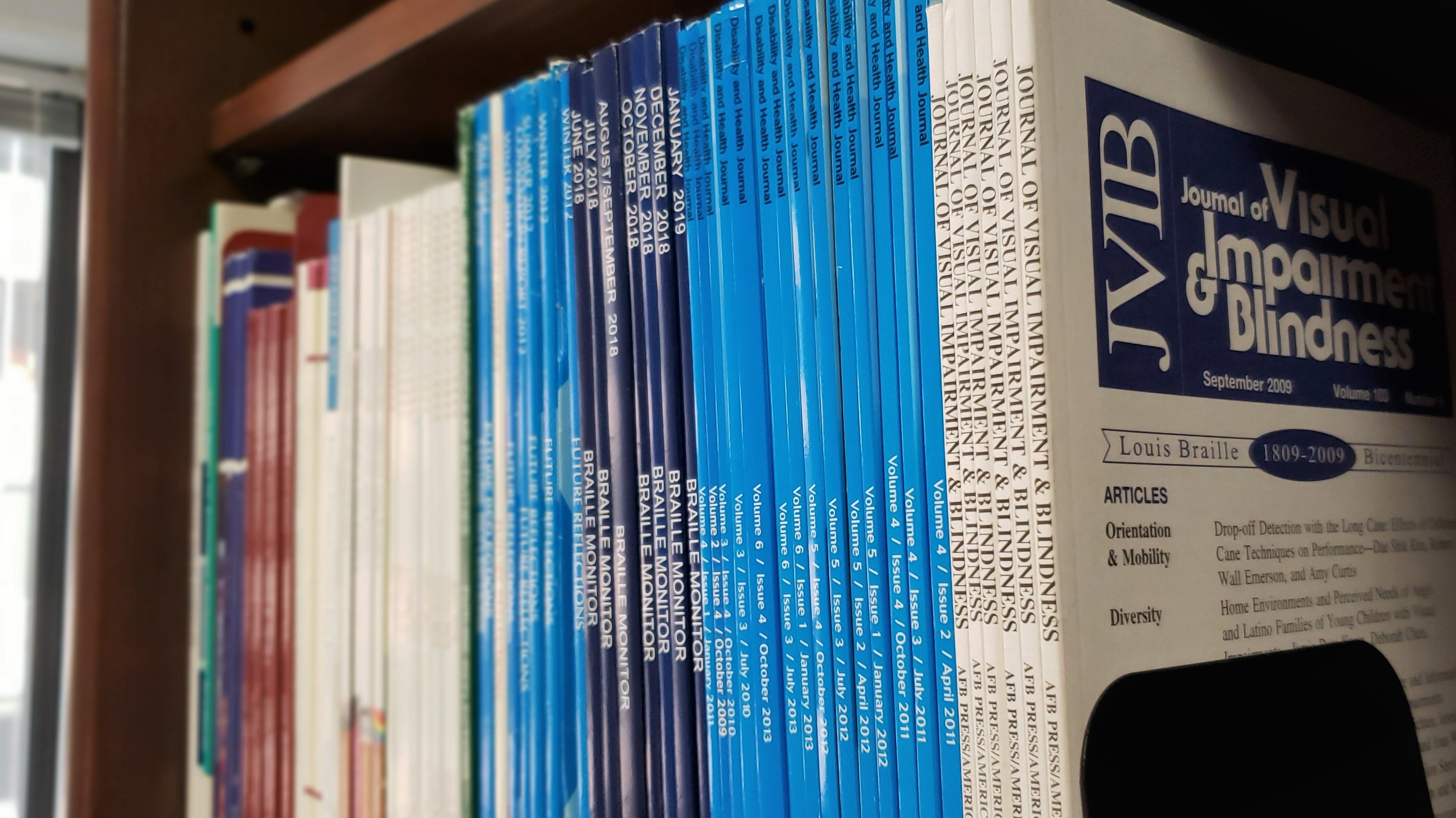 blindness journals on a shelf