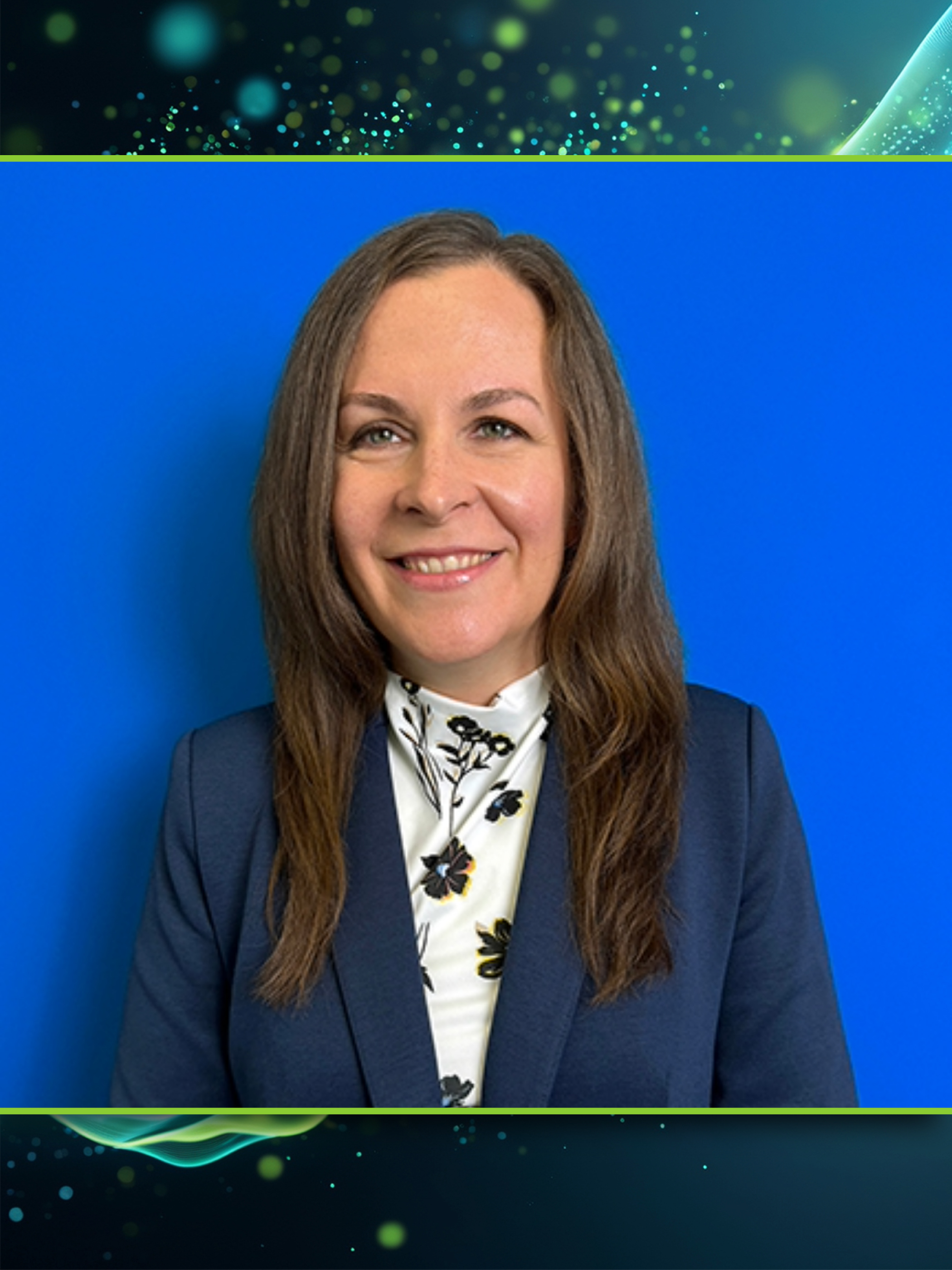Stephanie Enyart, a smiling woman with long brown hair.